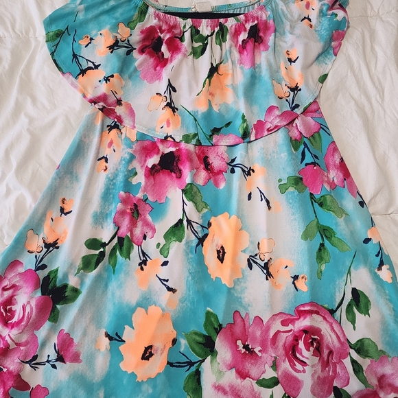 Beeson River Dresses & Skirts - Floral Dress with Pink and Orange Blooms